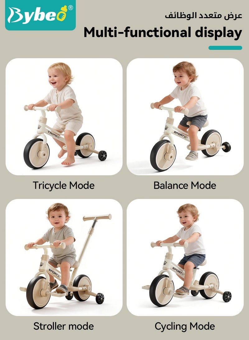 Bybeo 4-In-1 Kids Tricycle, Toddler Trike Bike with Adjustable Parent Handle, Toddlers Ride-On Tricycle, Balance Bike for Children Boys & Girls 18 Months~5 Years - Image 3